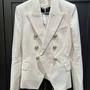 NWT Balmain Ivory Blazer with Gold Accents